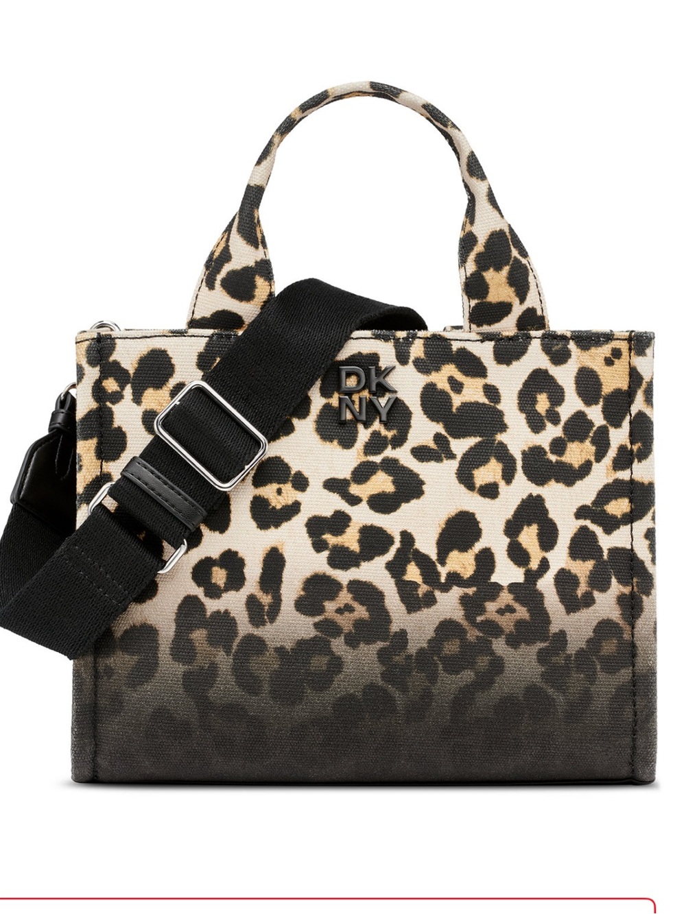 🌀NWT! DKNY Leopard-Print Canvas small tote in Black, Tan